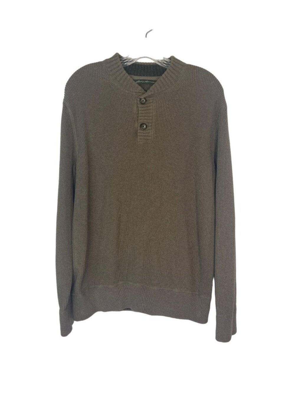 Eddie Bauer Mens Sweater Ribbed Tan Large Winter Casual